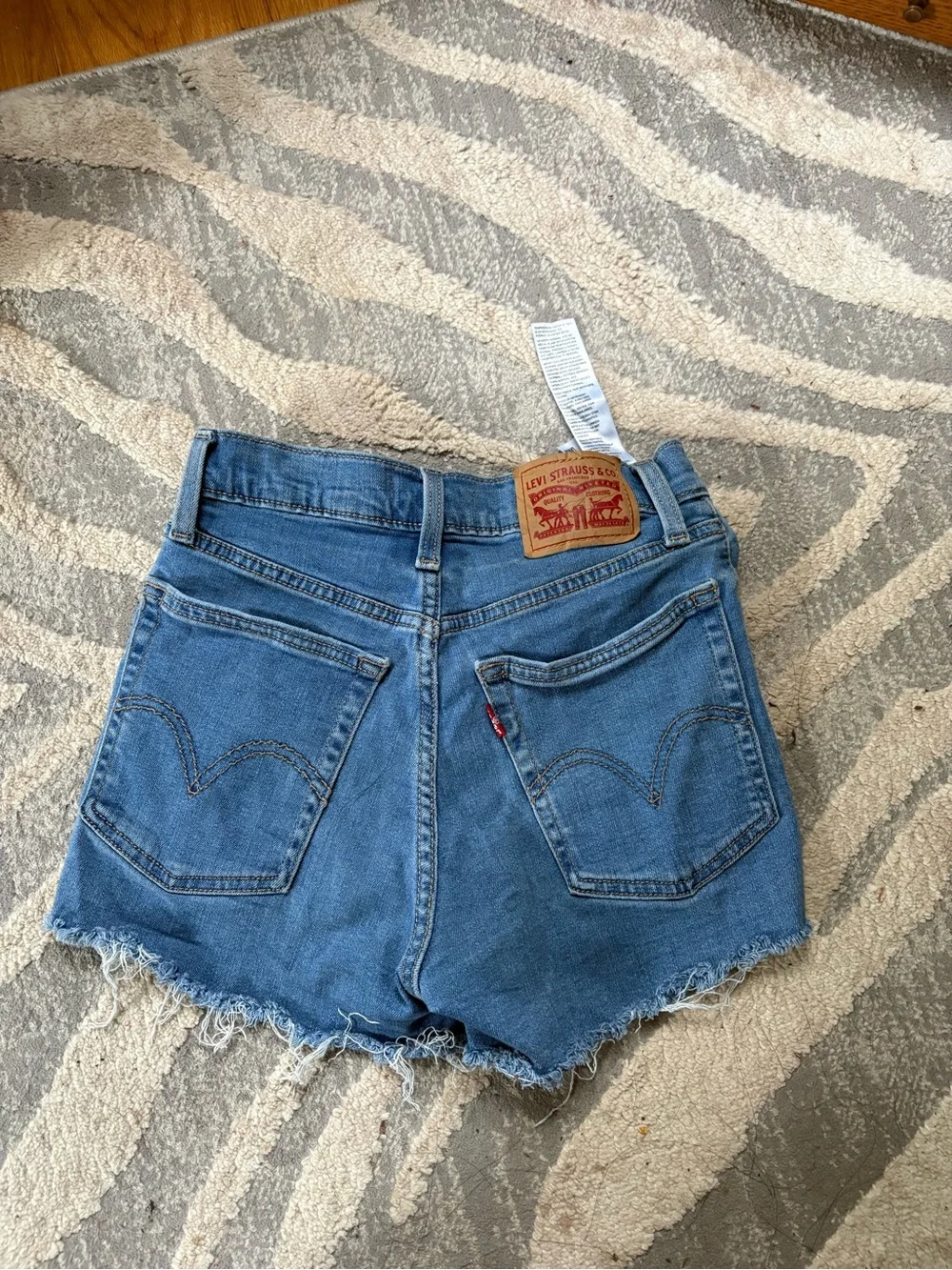 Women’s Levi’s Blue Distressed High-Waist Denim Shorts